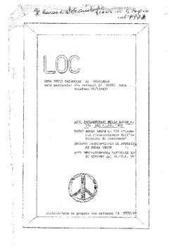Documento della LOC, Lega degli obiettori di coscienza,  curato nel 1978 dal Giorgio Giannini