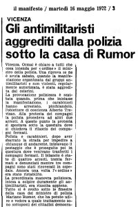 Gli antimilitaristi aggrediti dalla polizia sotto la casa di Rumor