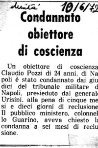 Condannato obiettore di coscienza