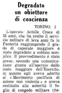 Degradato un obiettore di coscienza