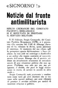 «SIGNORNO’!» Notizie dal fronte antimilitarista