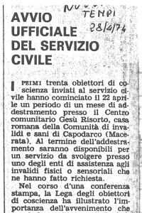 Avvio ufficiale del servizio civile
