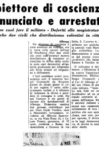Obiettore di coscienza denunciato e arrestato