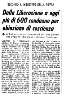 Dalla Liberazione a oggi più di 600 condanne per obiezione di coscienza