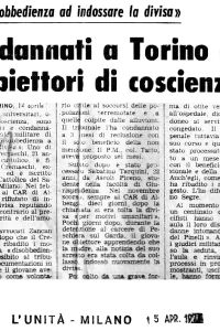 Condannati a Torino due obiettori di coscienza