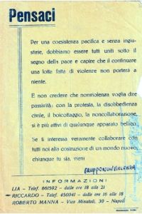 Volantino Gruppo Nonviolenza – Napoli