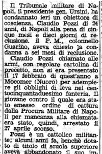 Condannato obiettore di coscienza