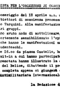 Manifestazione antimilitarista per l’obiezione di coscienza a Torino