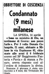 Obiettore di coscienza condannato (9 mesi) milanese