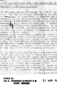 Sergio Cremaschi, del Comitato Pacifista Bergamasco, si è rifiutato di prestare il servizio militare