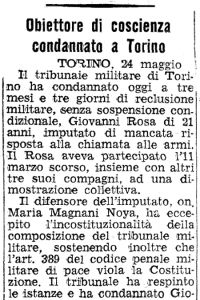 Obiettore di coscienza condannato a Torino