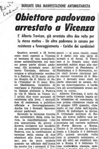 Obiettore padovano arrestato a Vicenza