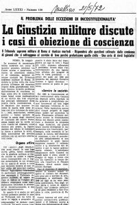 La Giustizia militare discute i casi di obiezione di coscienza