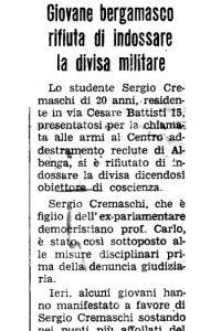 Giovane bergamasco rifiuta di indossare la divisa militare