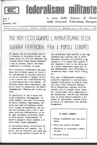 federalismo militante – Anno I, n. 2, novembre 1972