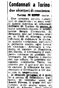 Condannati a Torino due obiettori di coscienza