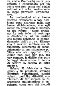 Dichiarazione di Sergio Cremaschi, cristiano