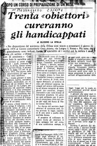 Trenta «obiettori» cureranno gli handicappati