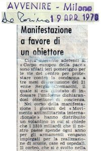 Manifestazione a favore di un obiettore