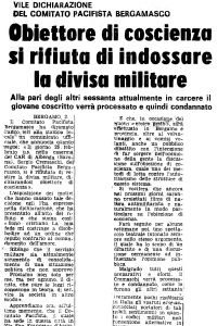 Obiettore di coscienza si rifiuta di indossare la divisa militare