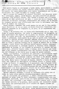 Volantino stilato dalla Comunità della Resurrezione a “tanti amici”