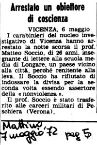 Arrestato un obiettore di coscienza